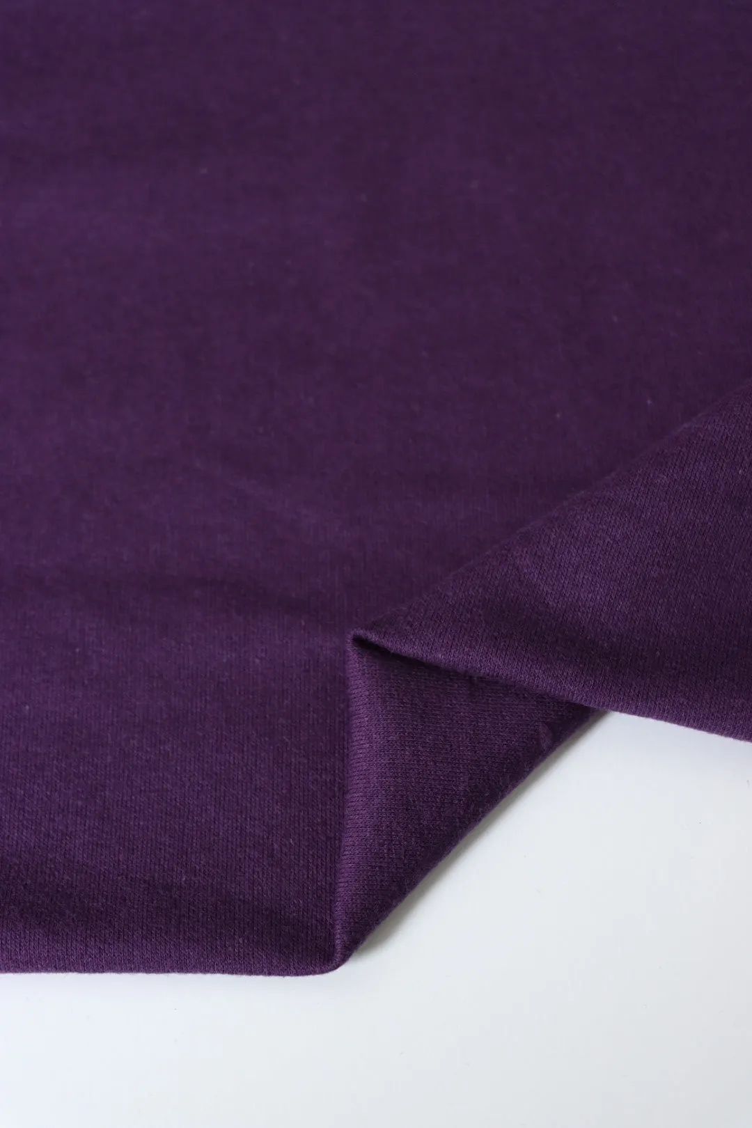 1YD 34IN REMNANT; Plum Cotton Spandex French Terry