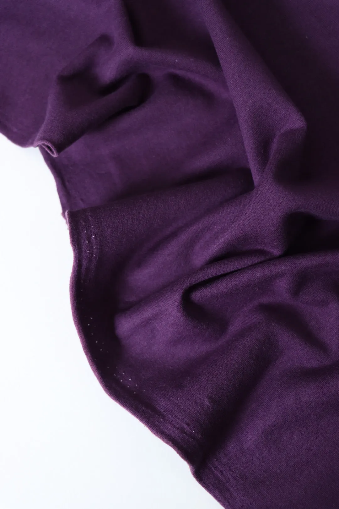 1YD 34IN REMNANT; Plum Cotton Spandex French Terry