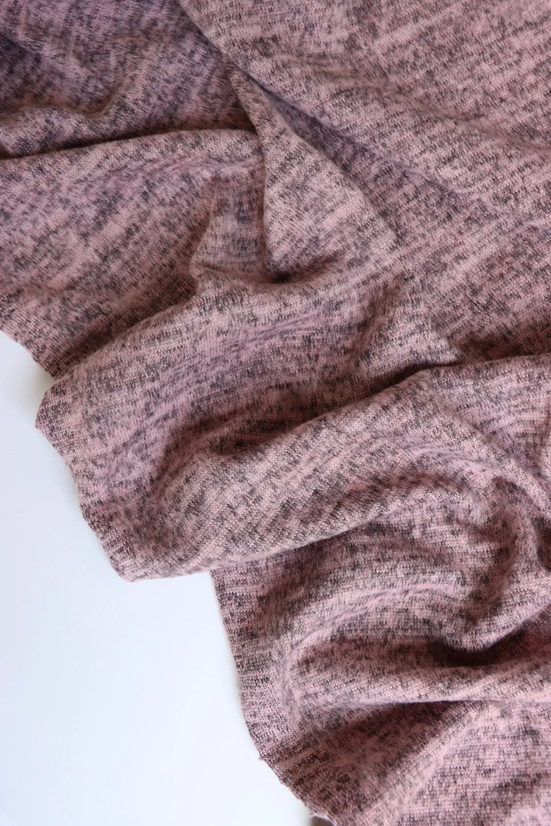 4YD 15IN REMNANT; Marled Dusty Pink Brushed Hacci Sweater Knit