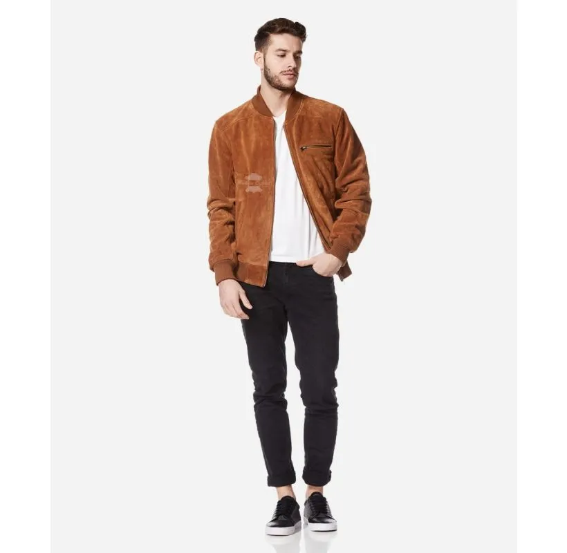 70'S CLASSIC BOMBER Leather JACKET SUEDE LEATHER RETRO JACKET