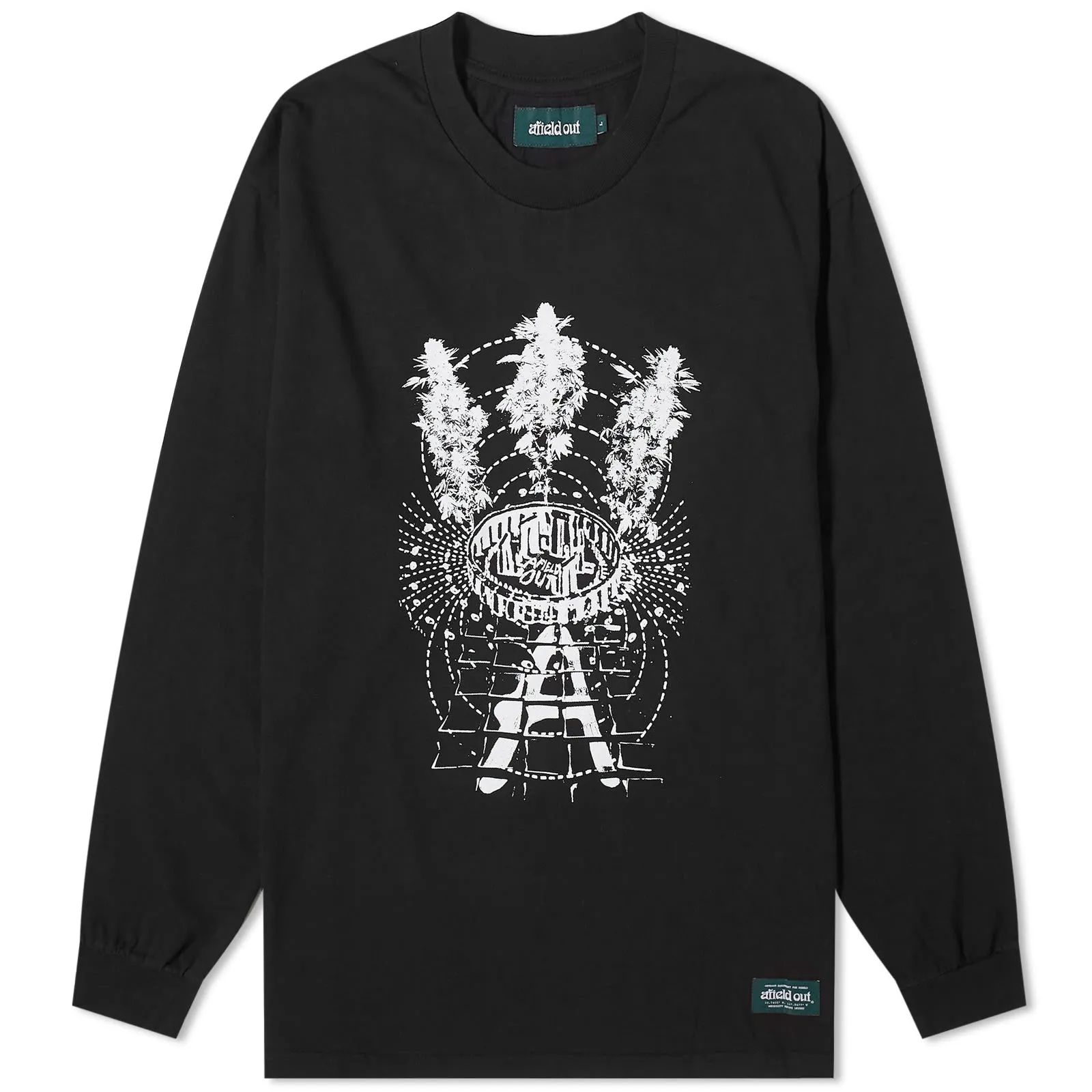 Afield Out Long Sleeve Stone T-shirt, black