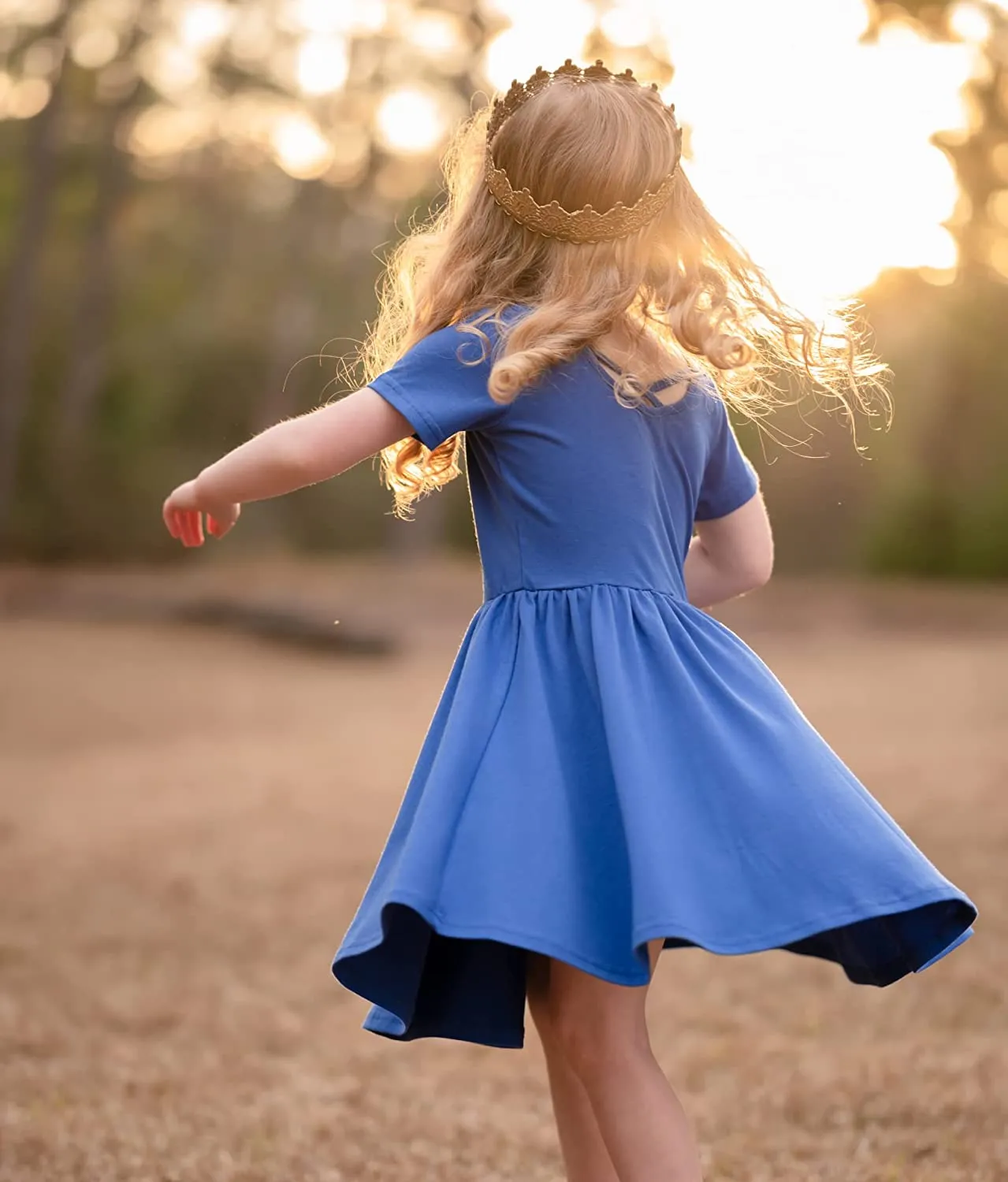 Arshiner Girls Dress Short Sleeve A-line Swing Twirly Skater Dresses