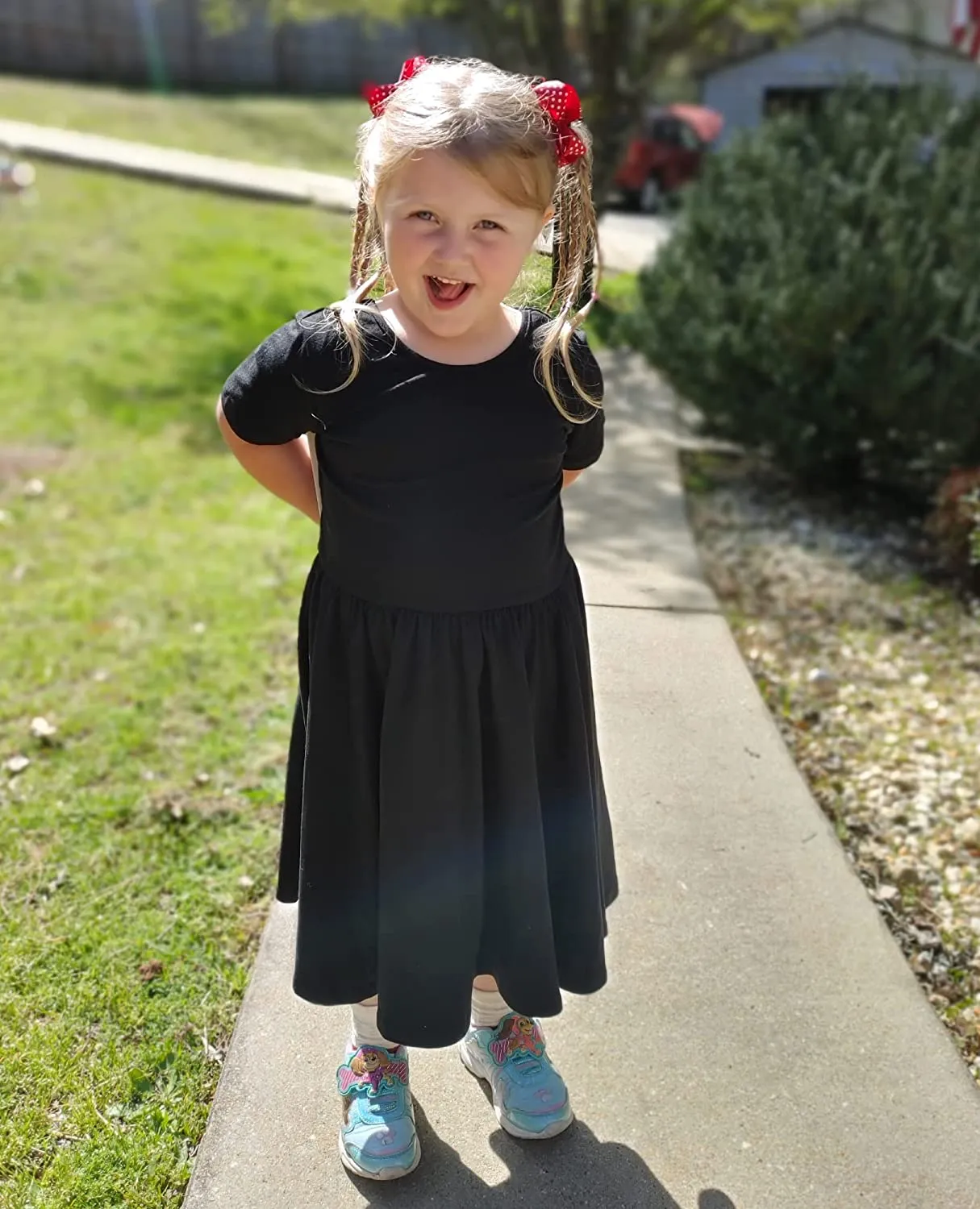 Arshiner Girls Dress Short Sleeve A-line Swing Twirly Skater Dresses