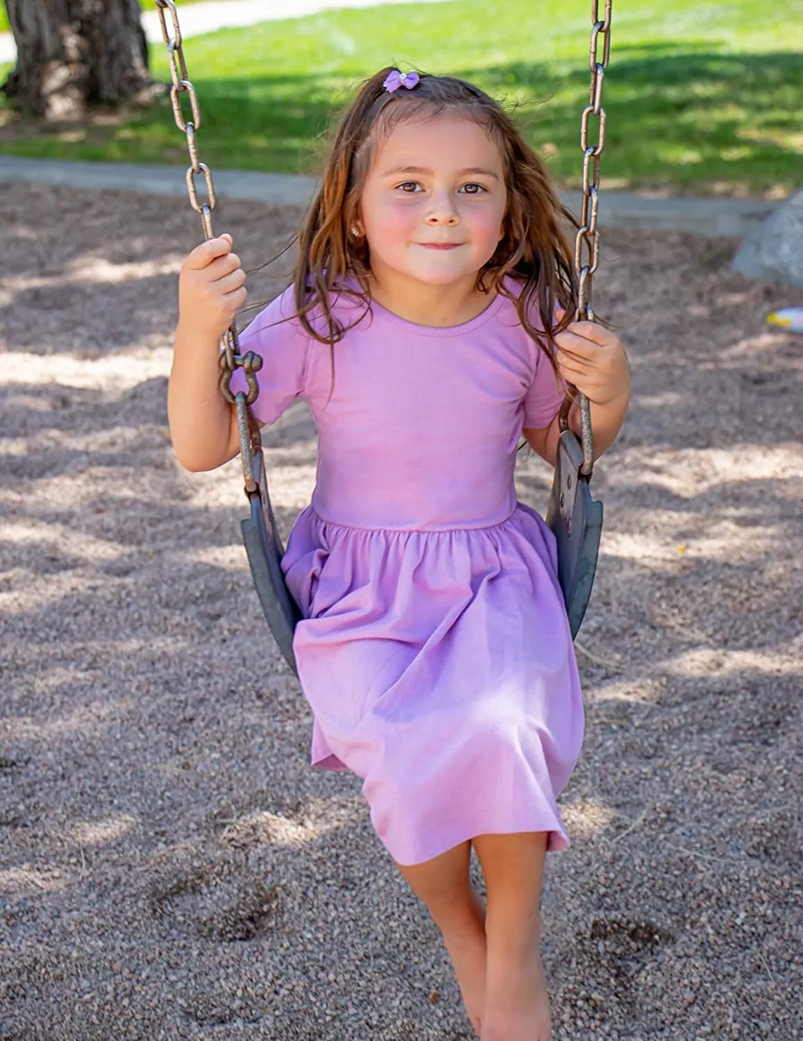 Arshiner Girls Dress Short Sleeve A-line Swing Twirly Skater Dresses
