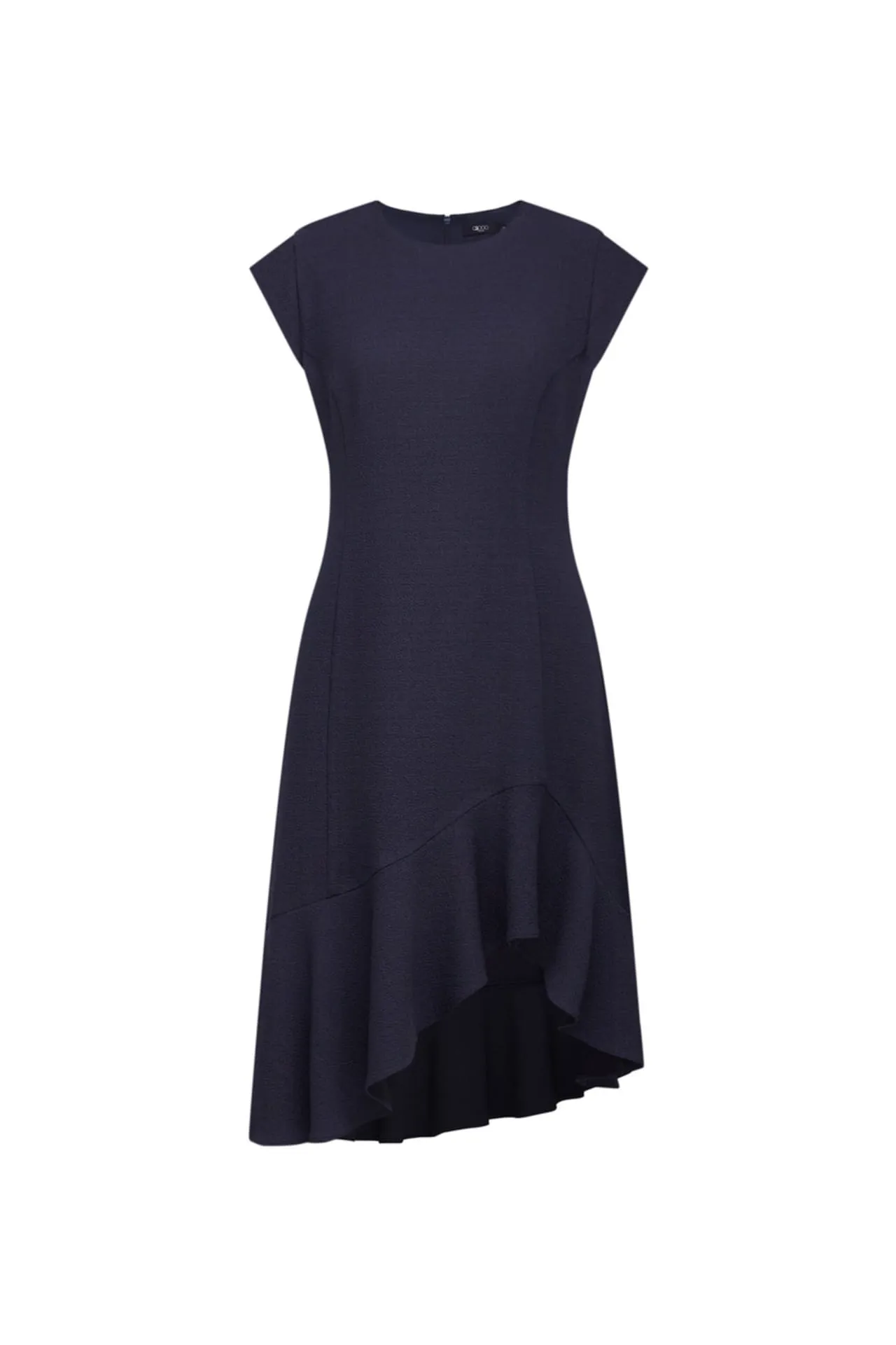 Asymmetric Ruffle Hem Round Neck Dress
