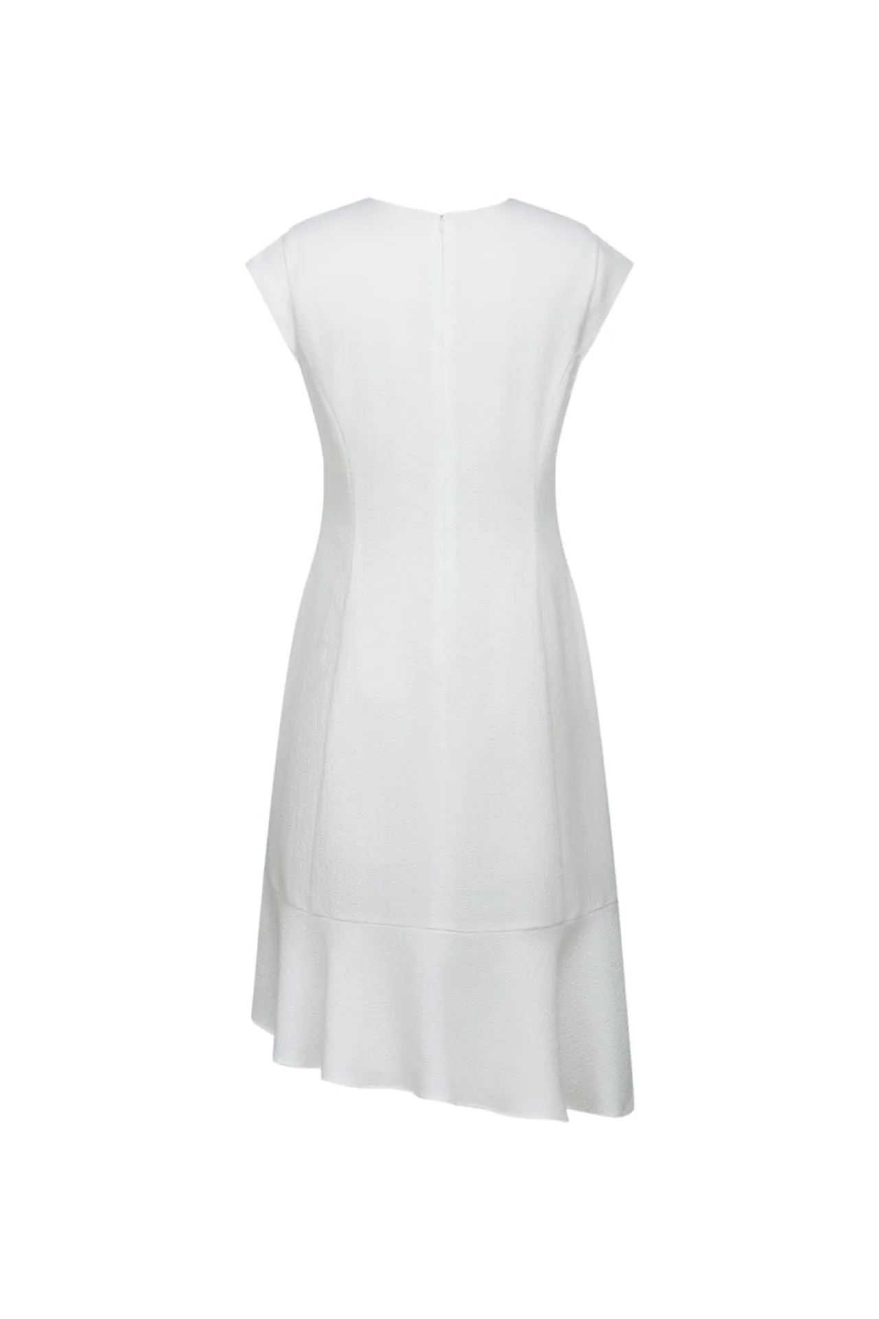 Asymmetric Ruffle Hem Round Neck Dress