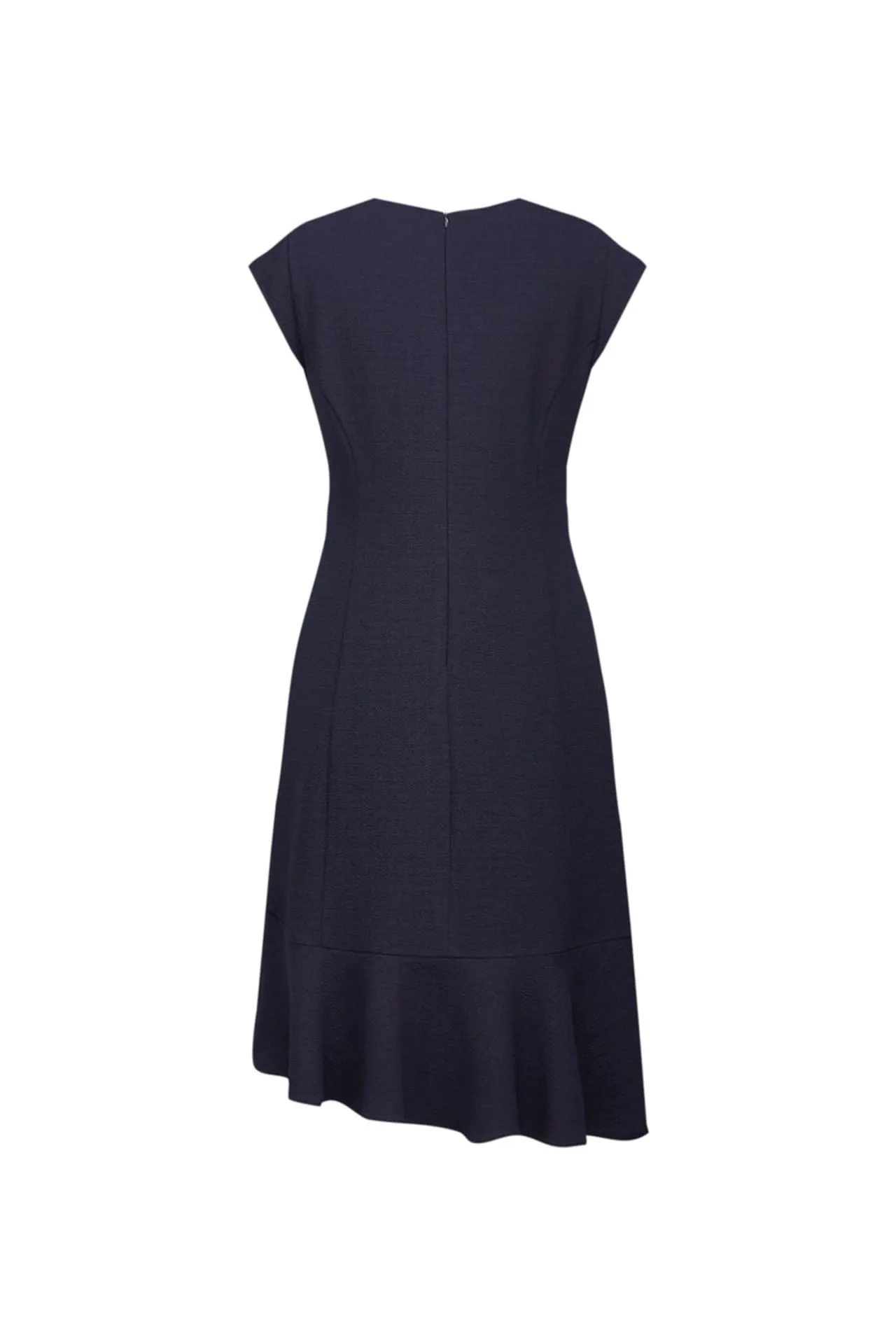 Asymmetric Ruffle Hem Round Neck Dress
