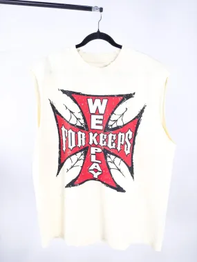Authentics "Cross" Sleeveless Tee - Cream