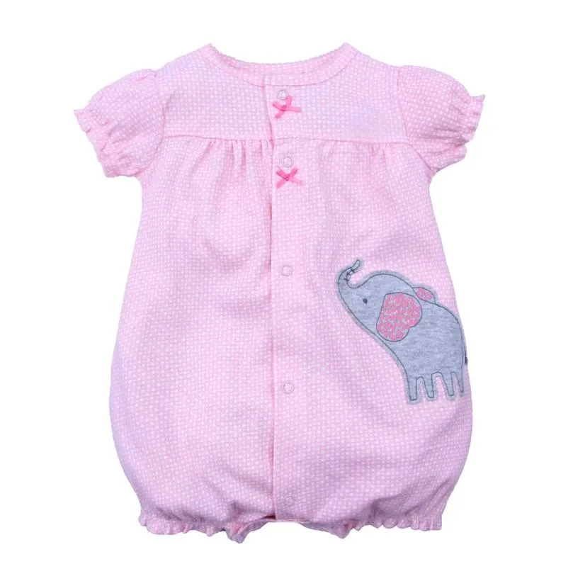 Baby Romper Shorts Combo- Pink Unicorn and Pink Elephant