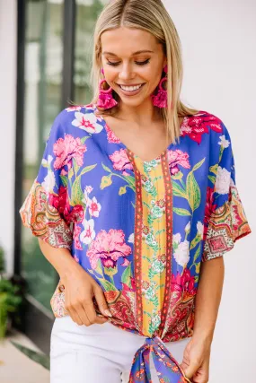 Before The Dawn Periwinkle Blue Floral Top