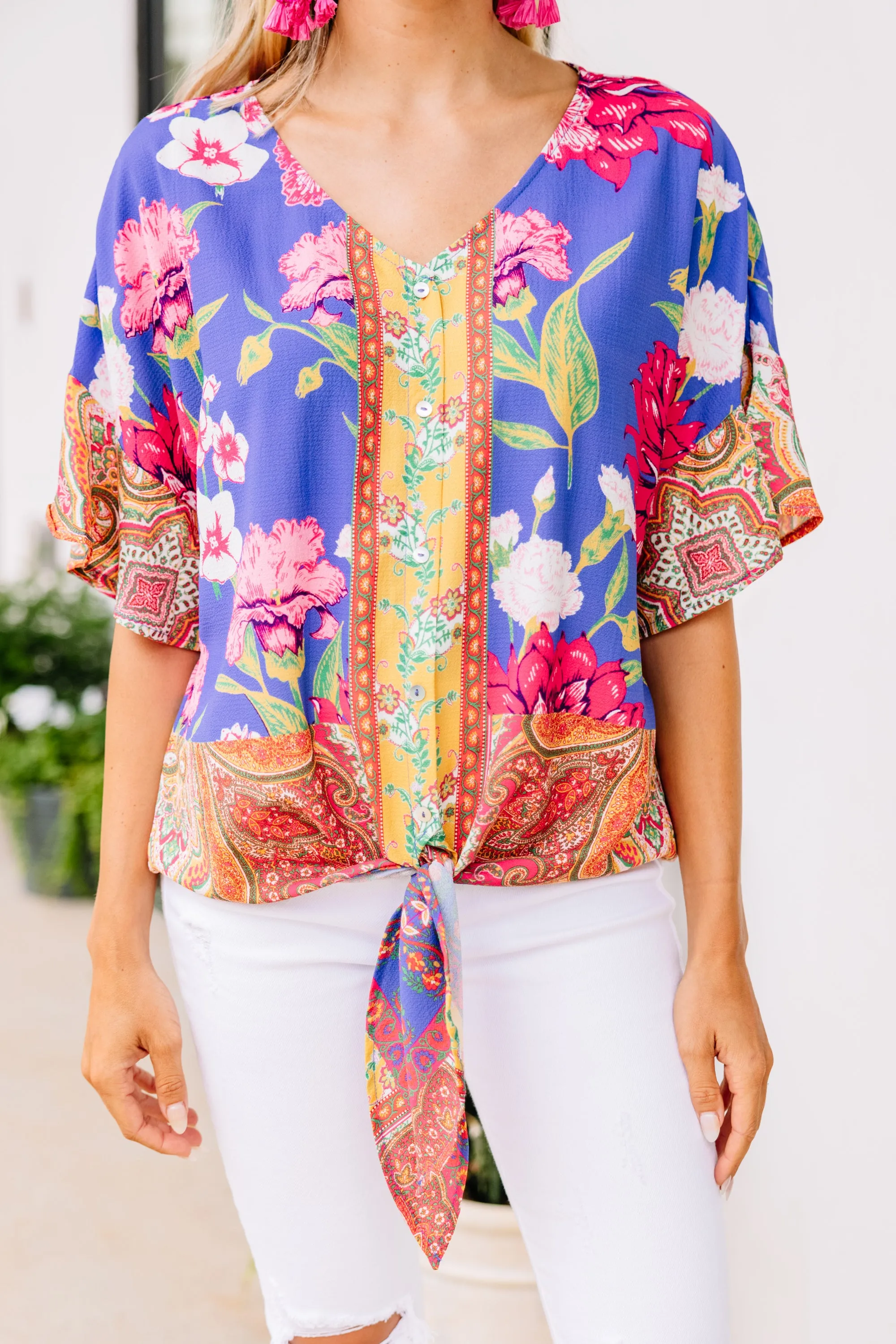 Before The Dawn Periwinkle Blue Floral Top