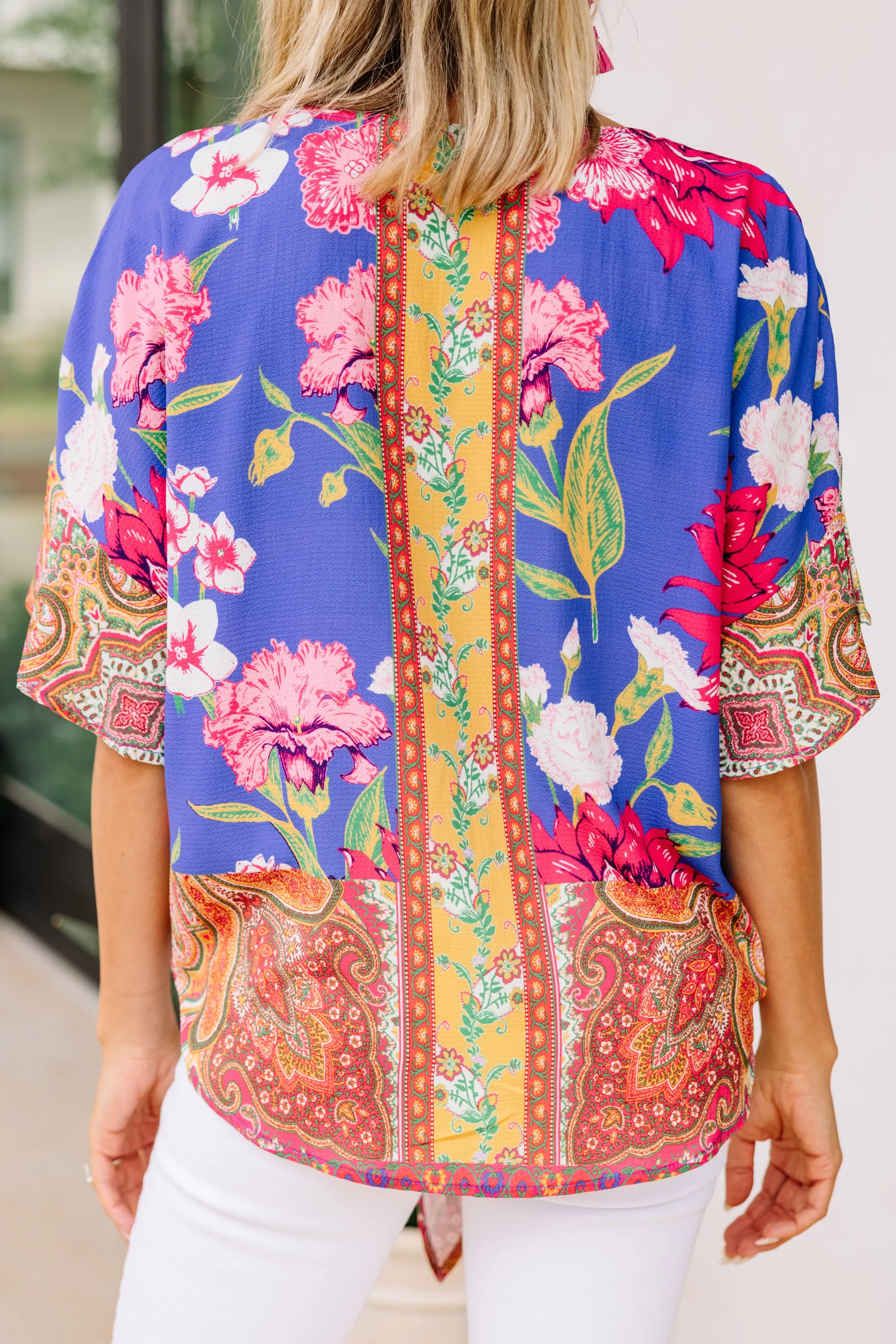 Before The Dawn Periwinkle Blue Floral Top