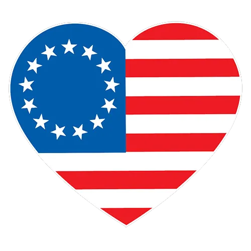 Betsy Ross Heart Shaped American Flag