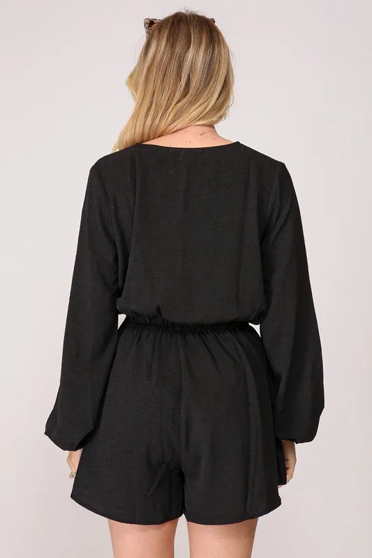 Black Flirty surplice airflow romper
