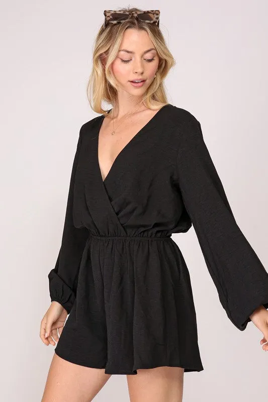 Black Flirty surplice airflow romper