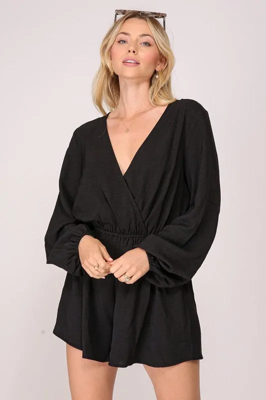 Black Flirty surplice airflow romper