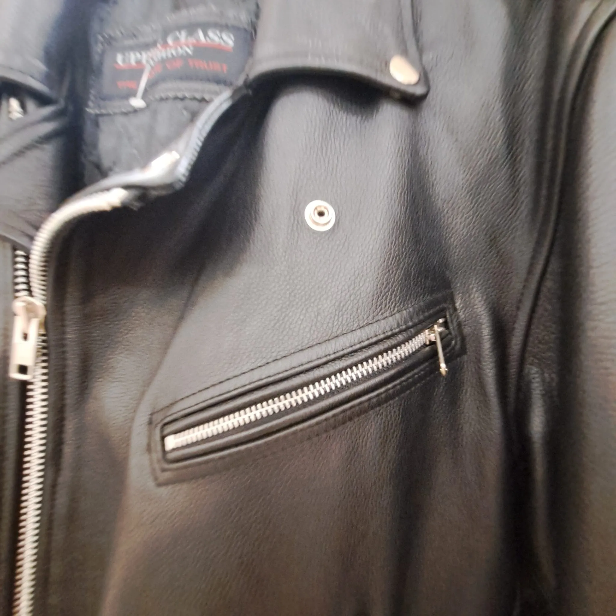 Black Leather Brando Style Biker Jacket Size Small