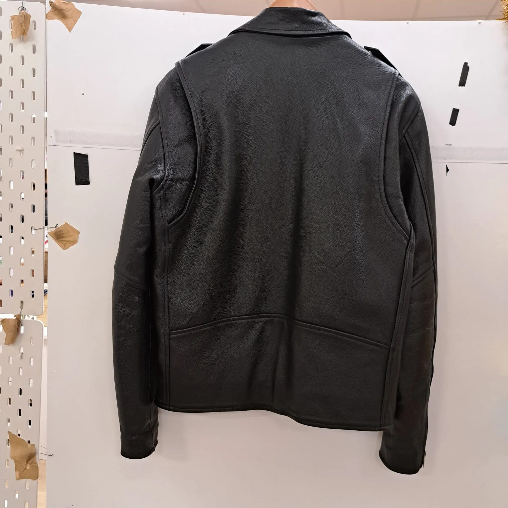 Black Leather Brando Style Biker Jacket Size Small