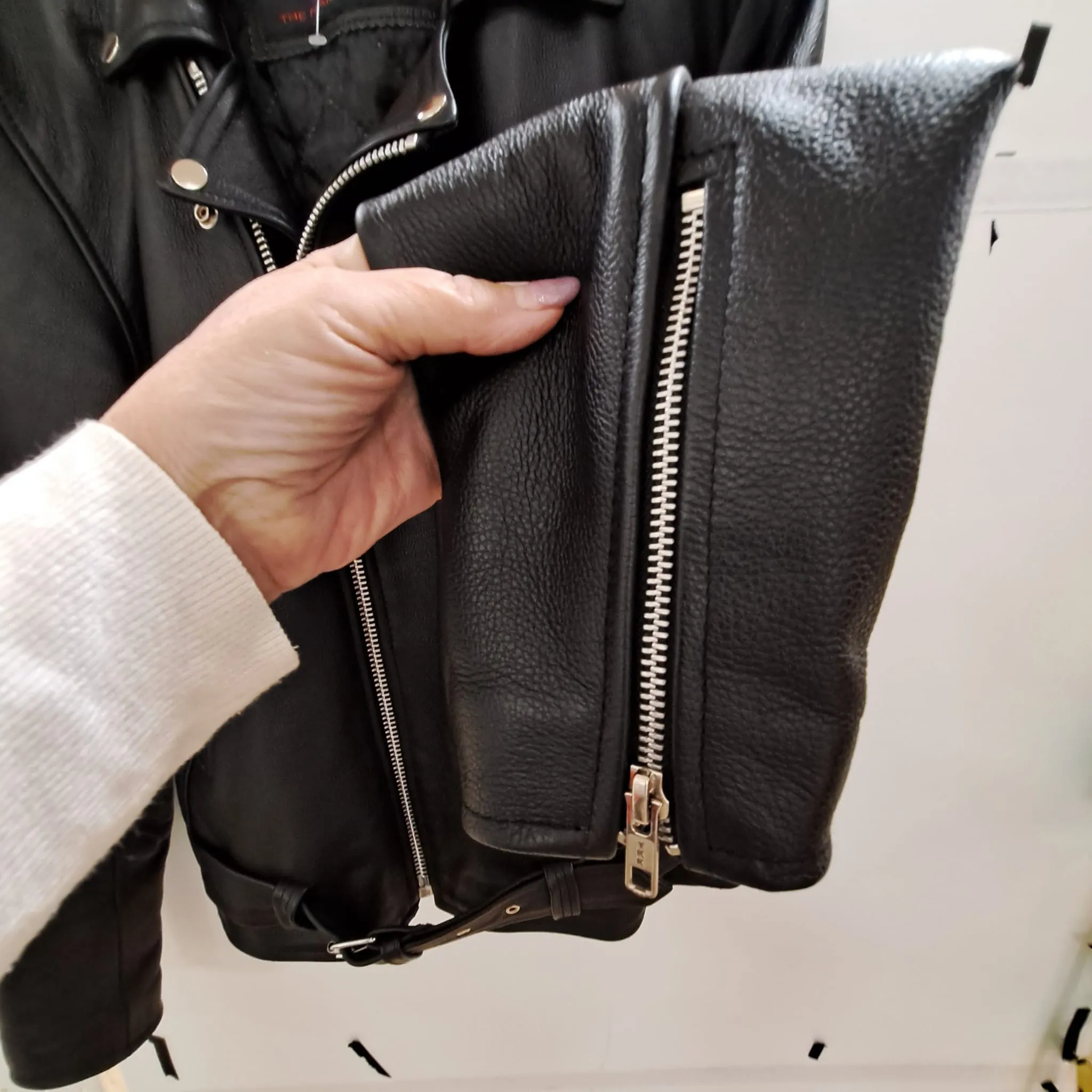 Black Leather Brando Style Biker Jacket Size Small