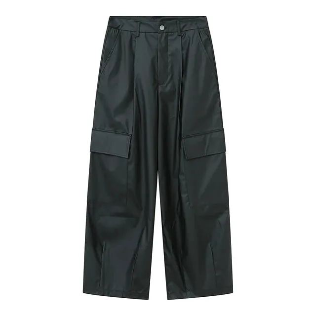 Black Pleated Style Loose Pants