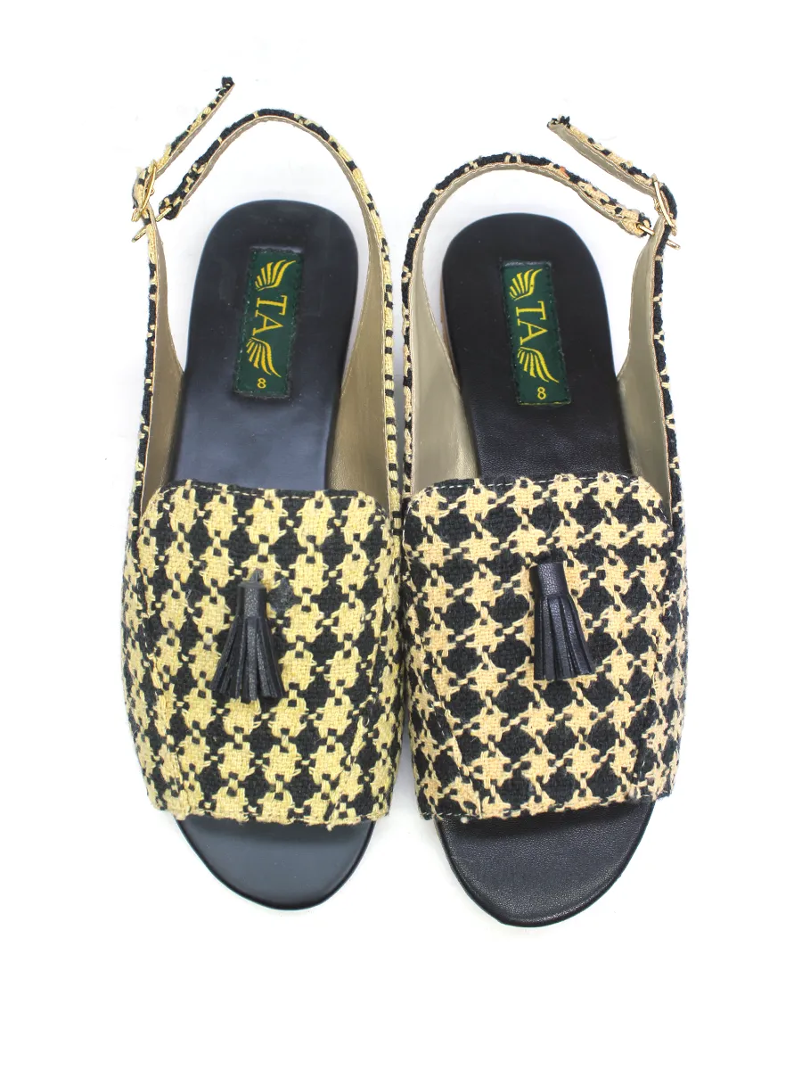 Black Yellow Flat Sandal