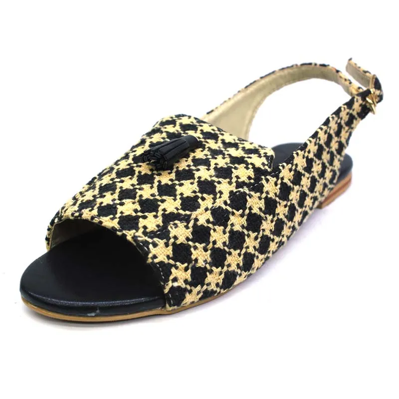 Black Yellow Flat Sandal
