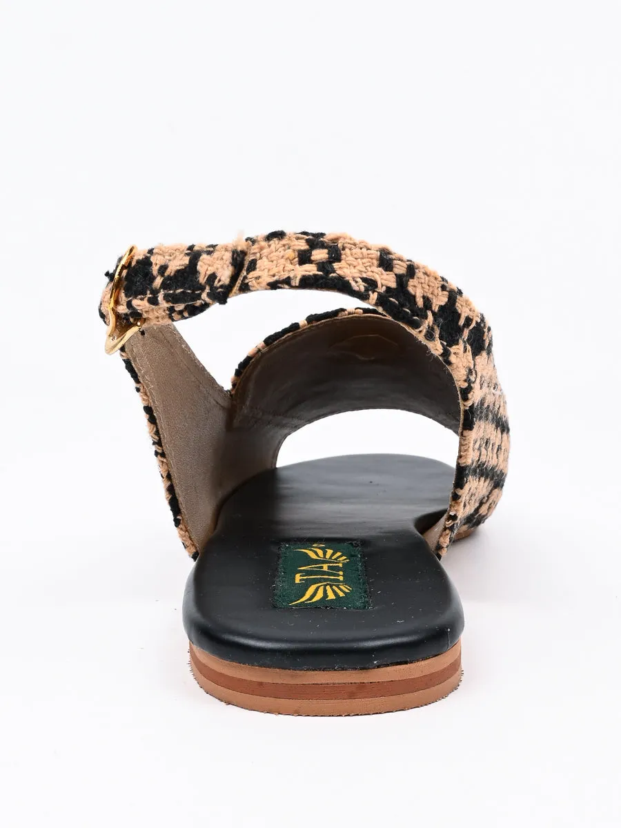 Black Yellow Flat Sandal