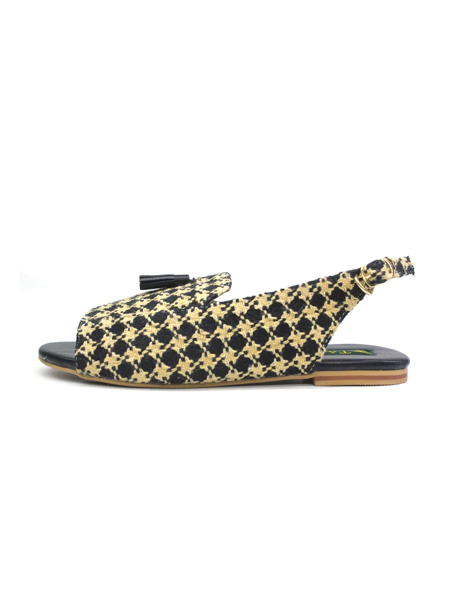 Black Yellow Flat Sandal