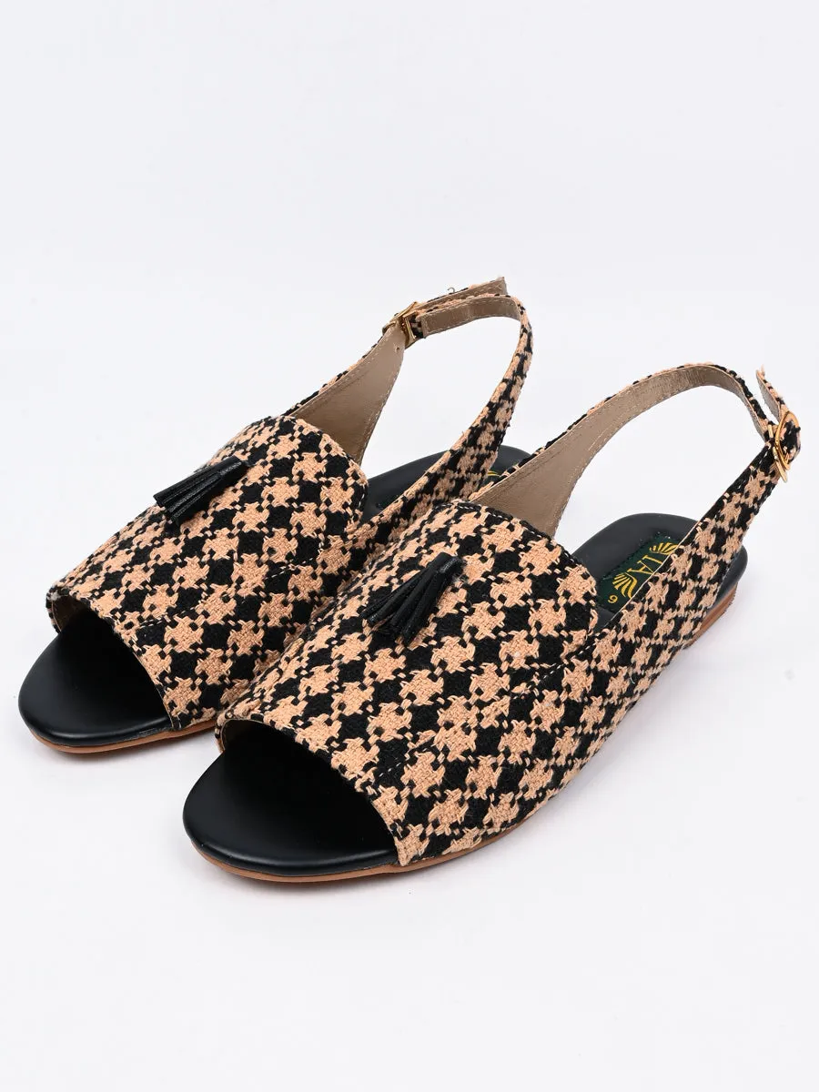 Black Yellow Flat Sandal