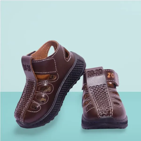 BOOMER CUBS Kids Unisex Sound Shoes & Sandals Combo (Brown shoes & Brown sandals, 2_point_5_years)