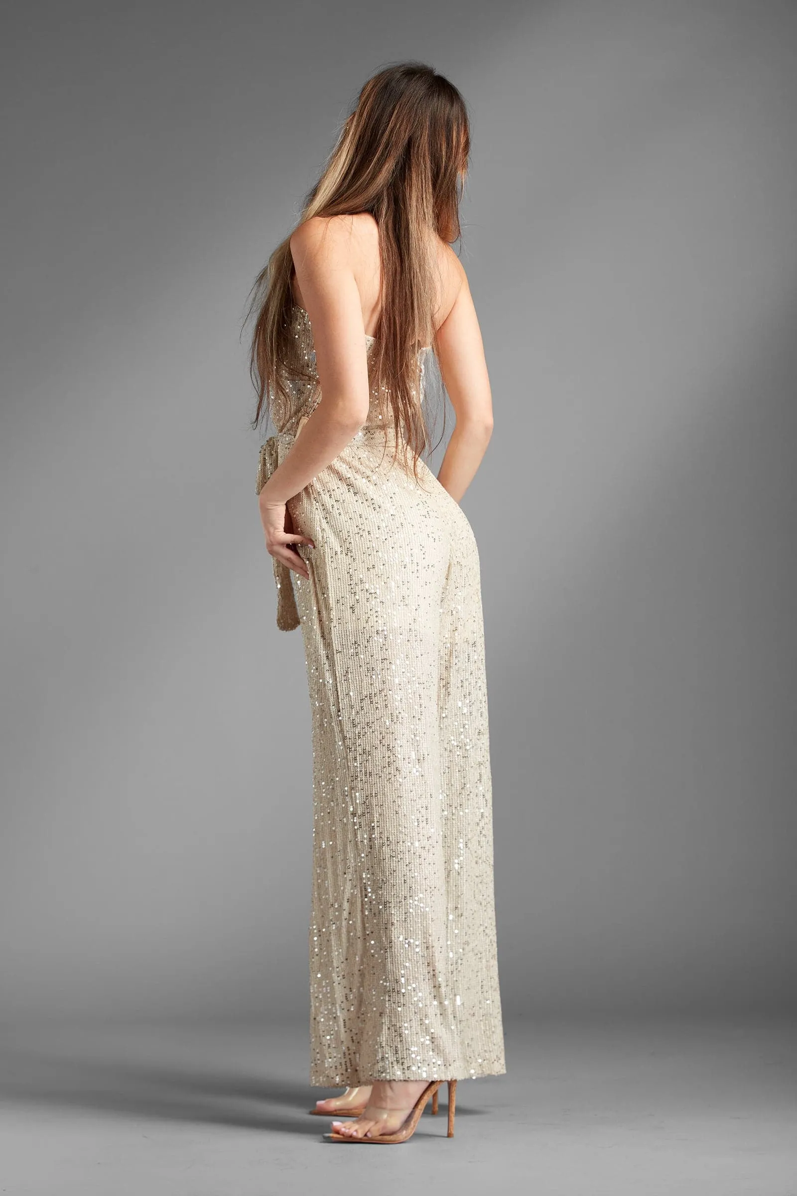 Brooke Gold Sequin Strapless Jumpsuit