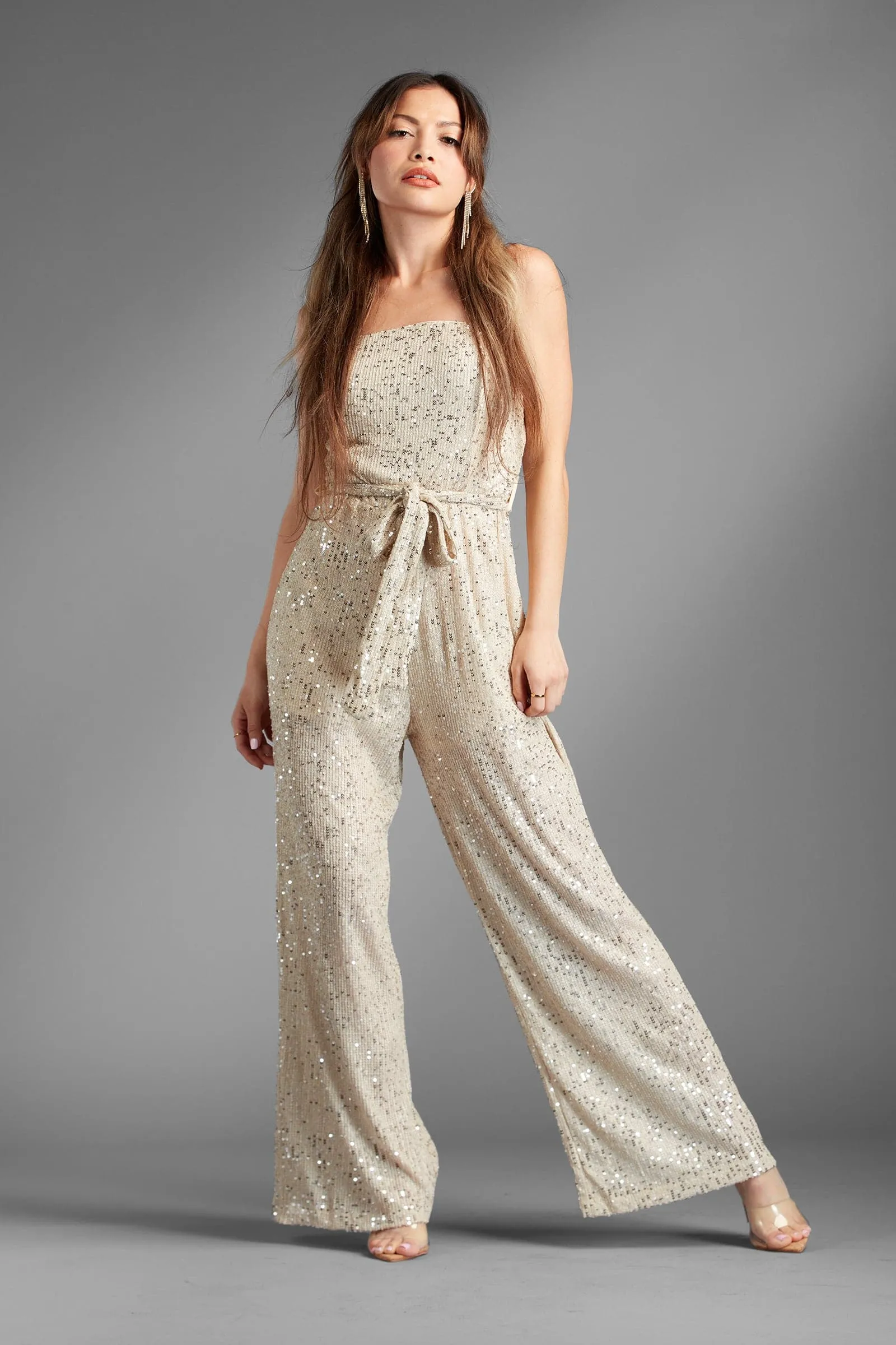 Brooke Gold Sequin Strapless Jumpsuit