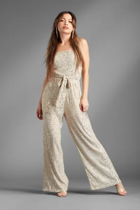 Brooke Gold Sequin Strapless Jumpsuit