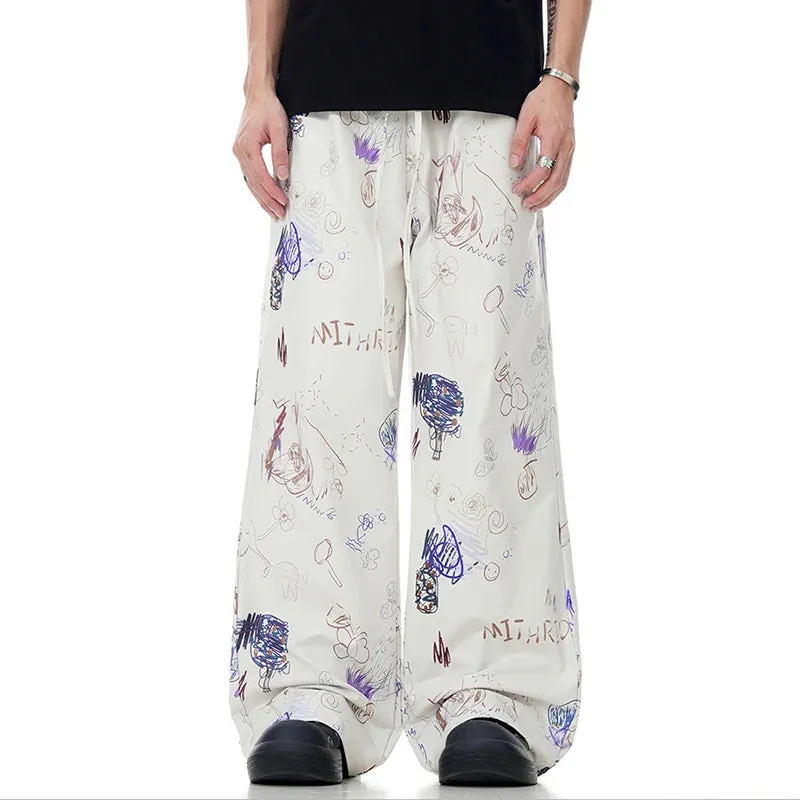 Casual Spray Painted Streetwear Loose Pants