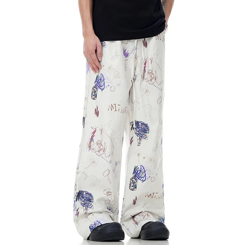 Casual Spray Painted Streetwear Loose Pants