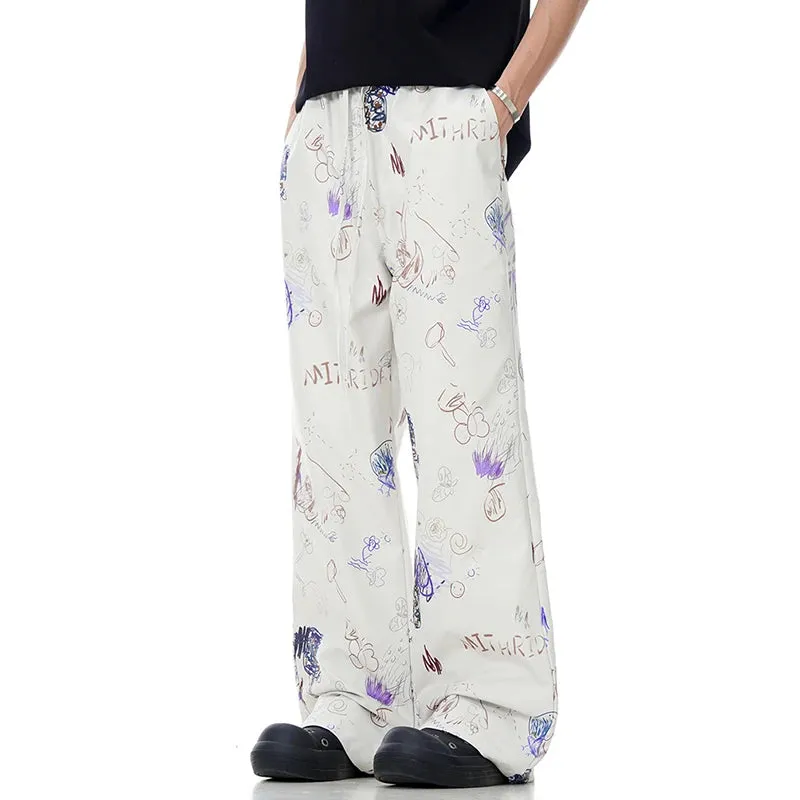 Casual Spray Painted Streetwear Loose Pants