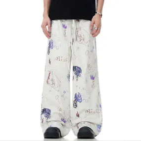Casual Spray Painted Streetwear Loose Pants