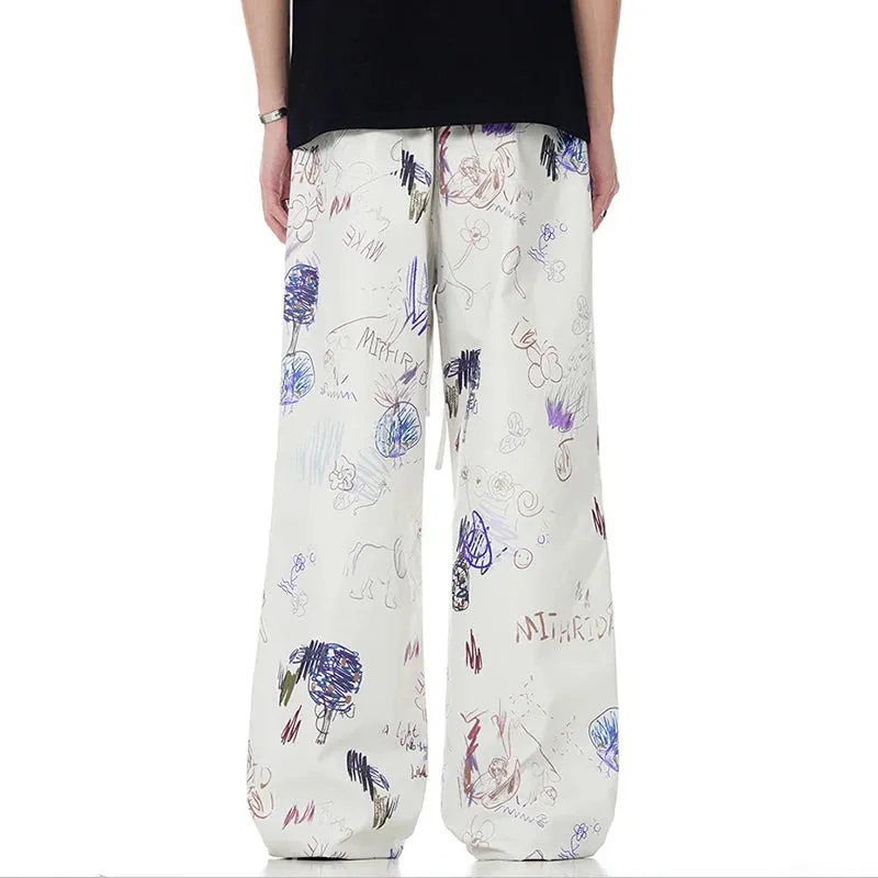 Casual Spray Painted Streetwear Loose Pants