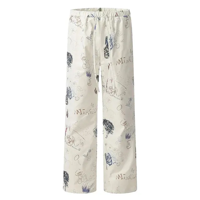 Casual Spray Painted Streetwear Loose Pants