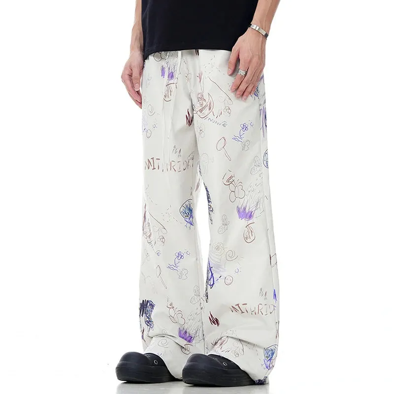 Casual Spray Painted Streetwear Loose Pants