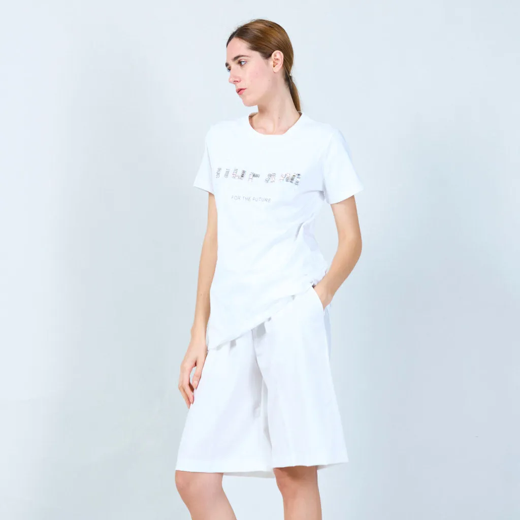 Classic t-shirt with embellished "DREAM" text wholesale