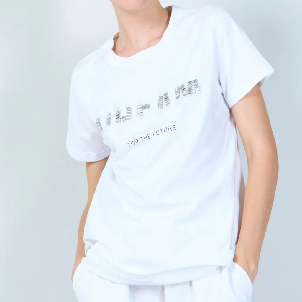 Classic t-shirt with embellished "DREAM" text wholesale