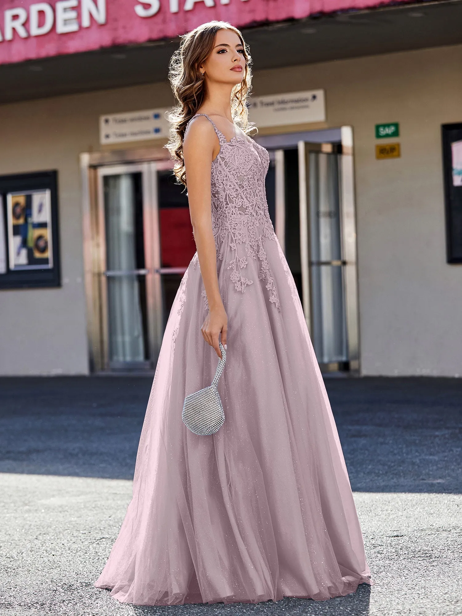 Corset Bodice A Line Tulle Gown Dusk