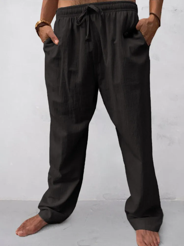 Cotton Linen Loose Style Casual Pants