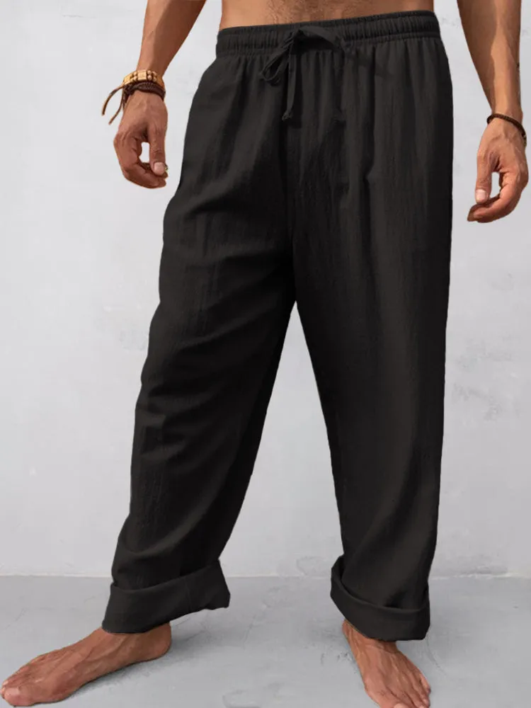 Cotton Linen Loose Style Casual Pants
