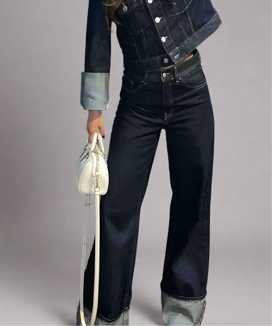Cuffed Vintage Denim Jacket | Single Breasted Lapel
