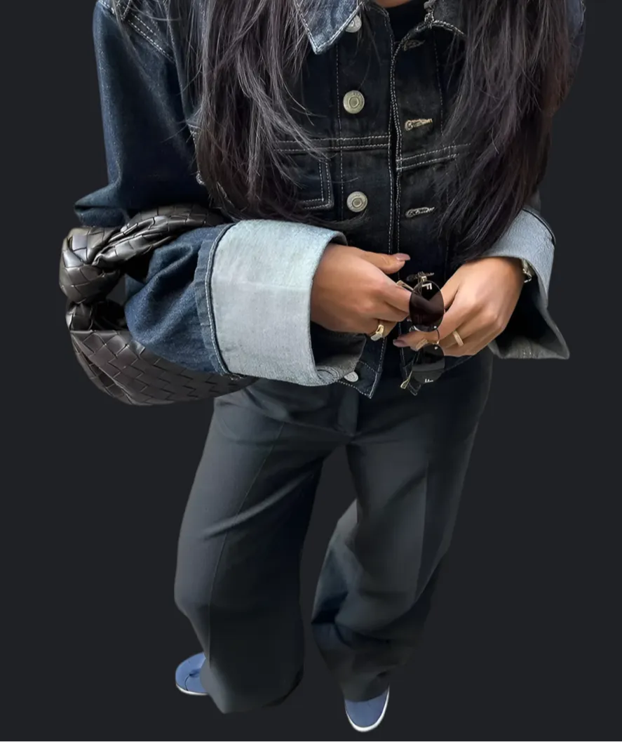 Cuffed Vintage Denim Jacket | Single Breasted Lapel