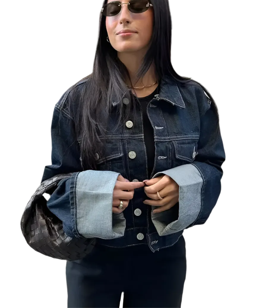 Cuffed Vintage Denim Jacket | Single Breasted Lapel