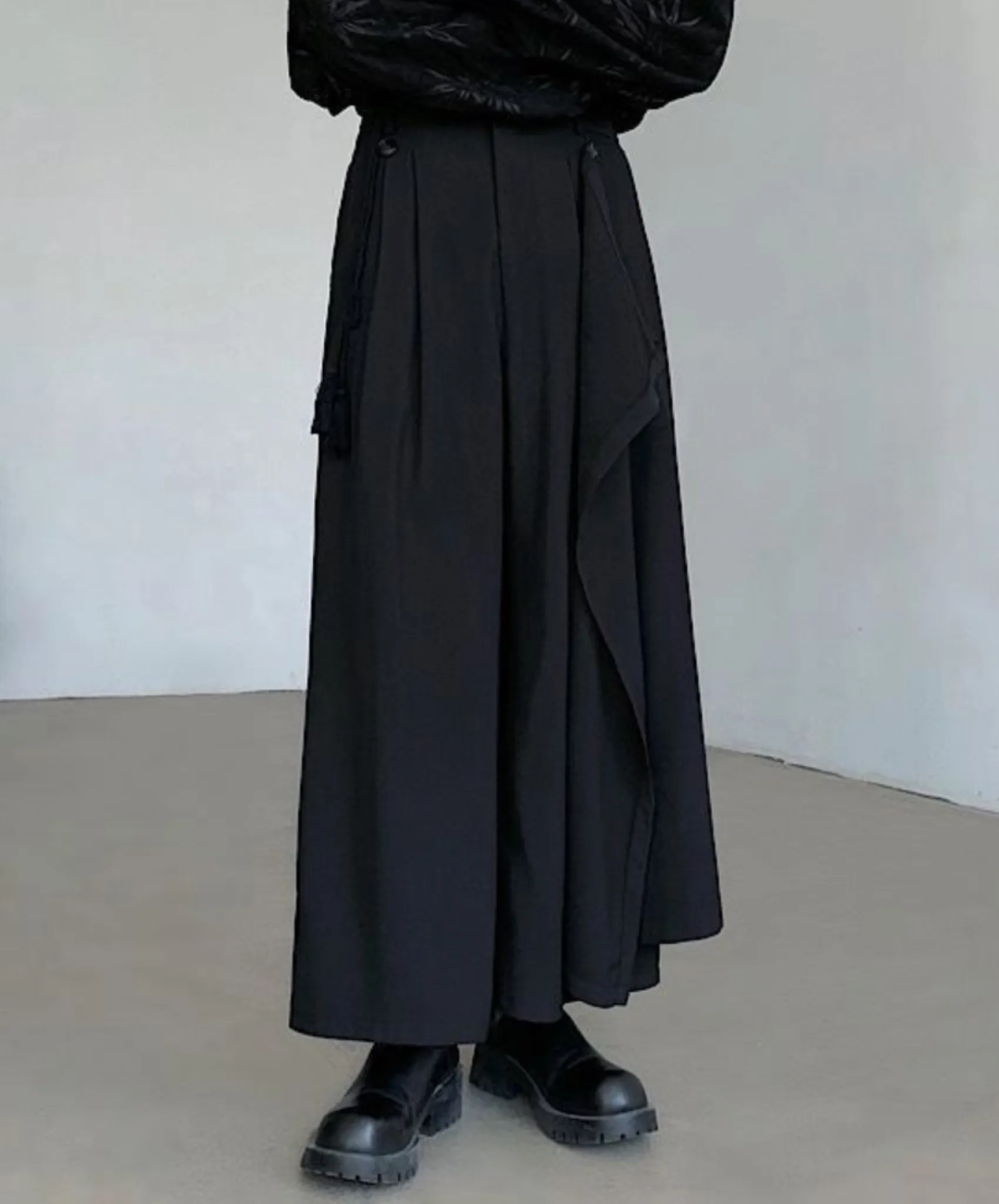dark chinese style 2way casual wide pants EN1608
