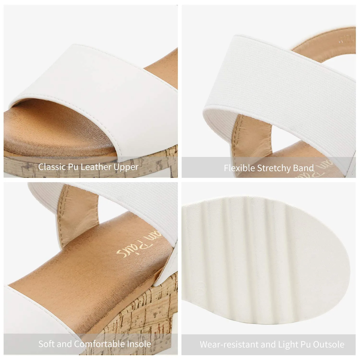 DREAM PAIRS White Fashion Open Toe Ankle Strap Casual Flatform Platform Sandals